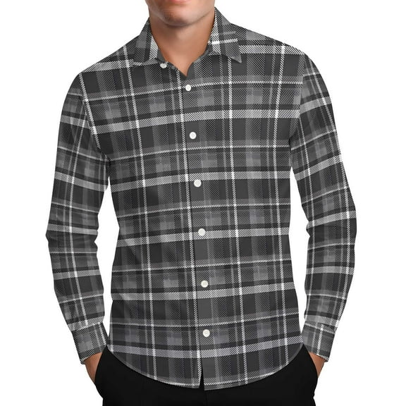 Aursykel Casual Plaid Shirts for Mens Big and Tall Shirt Long Sleeve Button Down Tee Tops Fall Comfort Outfits