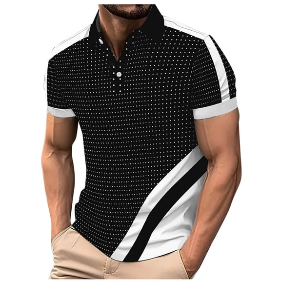 Aursykel Casual Summer Shirts for Men Collared Fashion Color Block Tee Shirt Lightweight Comfortable Tees Top