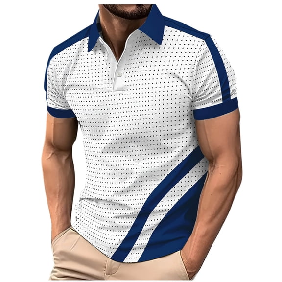 Aursykel Casual Summer Shirts for Men Collared Fashion Color Block Tee Shirt Lightweight Comfortable Tees Top