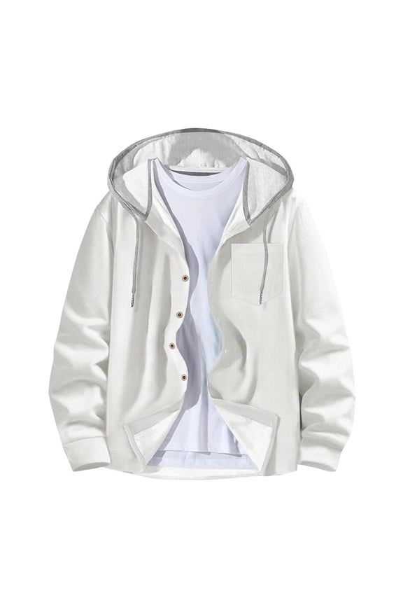 Casual Sweatshirts for Mens Hooded Drawstring Button Down Sweatshirt Hoodies Comfortable Jackets Long Sleeve Coats