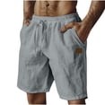 thumbnail image 1 of Klisyaur Cotton Linen Shorts Mens Summer Vacation Beach Casual Elastic Waist Short Pants with Pockets, 1 of 6