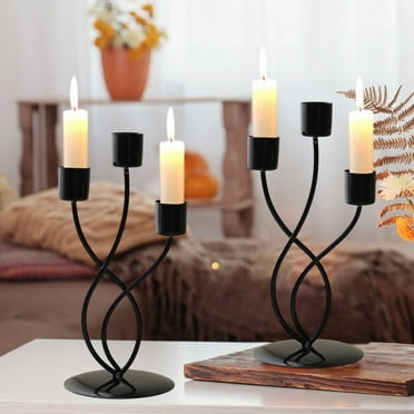 Aursykel Elegant Romantic Table Candle Holders for Candlelight Dinner or Holiday Decorations Bent 3-Head Iron Candelabra Suit for Weddings Birthdays Anniversaries or Special Gifts