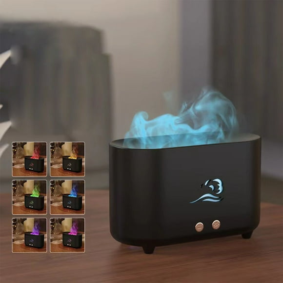 Aursykel Flame Oil Diffuser with 7 Light Options and Aromatherapy Function Suit for Home or Bedroom with USB Power Timer and Waterless Auto Off Feature for Stress Relief and Sleep Improvement