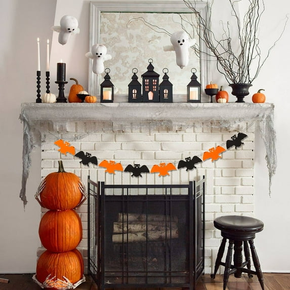 Aursykel Halloween Party Flag Halloween Decorations Eye Petching Contrast for Festive Indoor Outdoor Decor with Skeletons Suitable for Parties Bars Shopping Malls 118.1in Gold