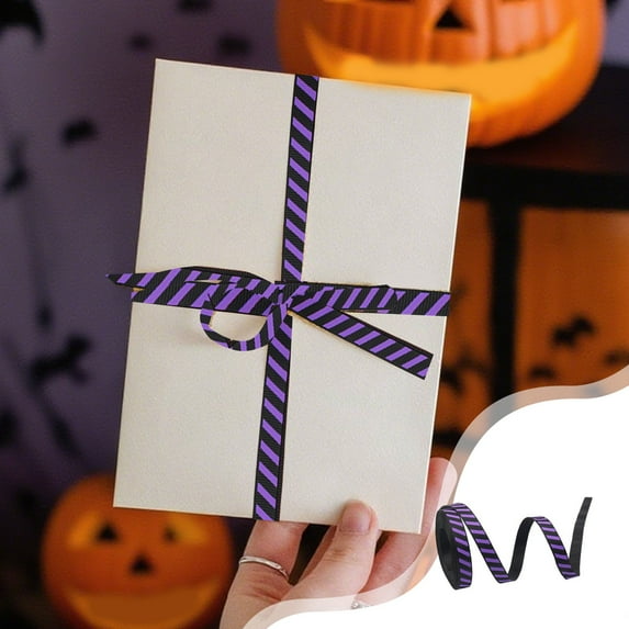 Aursykel Halloween Ribbon with Decorations Outdoor Polyester Slim Width for Party Wrapping Crafting Scene Decor Versatile Accessory 359.8in Purple