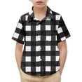 thumbnail image 1 of Aursykel Kids Boys Cotton Shirts Casual Stylish Plaid Button down Clothes Summer Short Sleeve Dress Shirt Top, 1 of 5
