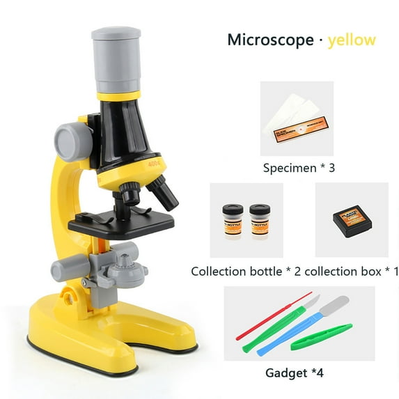 Aursykel Science Microscope for Early Education 100X 400X 1200X with LED Light Educational Toy for Elementary School Students Suit Gift Requires 2 AA Batteries