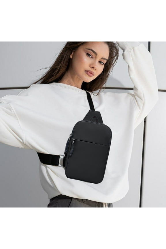 Large Capacity Embroidery Crossbody Bag Watertight Polyester Backpack with Adjustable Straps Versatile Multi Pocket Design for Work Vacation Outdoor Activities Lightweight