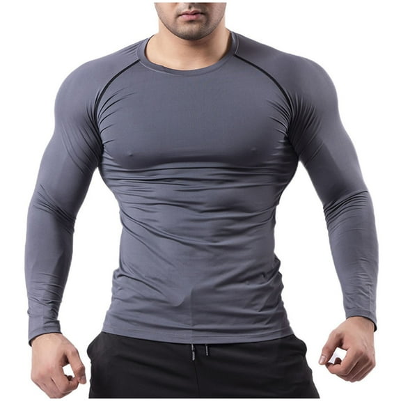 Aursykel Lightweight Breathable Shirt for Men Long Sleeve Top Athletic Outdoor Hiking Running Pullover Clothes
