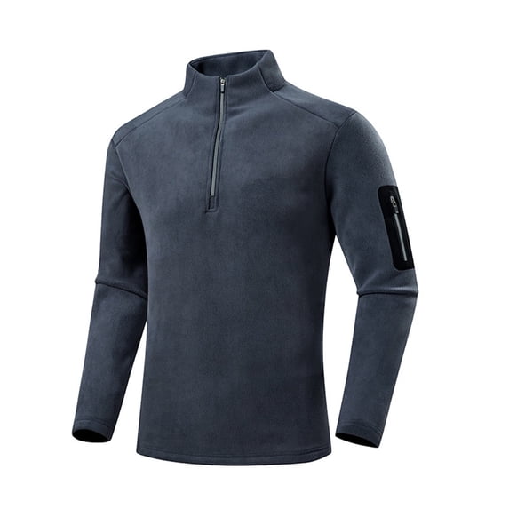 Aursykel Long Sleeve Shirt for Men Sport Casual Fleece Warm Top with Pocket Half Zipper Clothing for Running