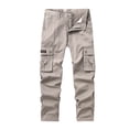 thumbnail image 1 of Klisyaur Men Fashion Straight Leg Pants Solid Color Pleated Zipper Full Length Cargo Pants with Pockets, 1 of 6