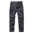 thumbnail image 1 of Klisyaur Men Fashion Straight Leg Pants Solid Color Pleated Zipper Full Length Cargo Pants with Pockets, 1 of 6