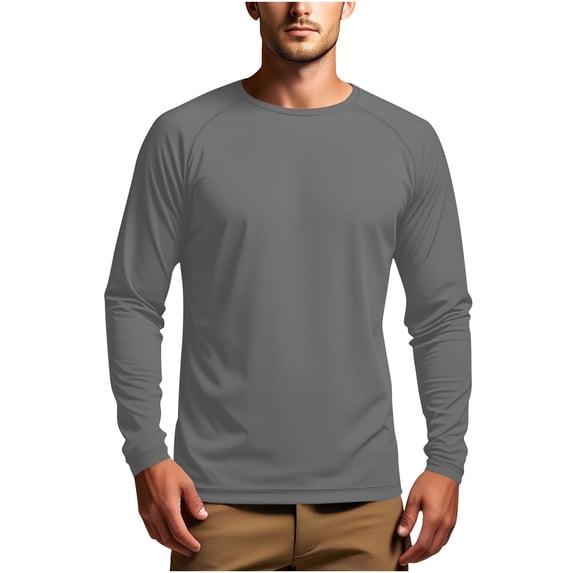 Klisyaur Men Long Sleeve Tops Running Hiking Shirts Breathable Lightweight Shirt Comfortable Casual Pullover Tee Top
