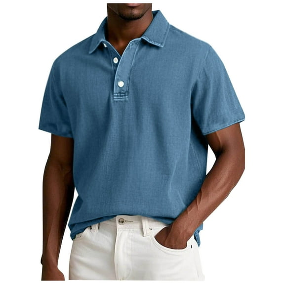 Aursykel Men's Big and Tall Shirts Collared Comfortable Loose Tees Shirt Summer Casual Stylish Solid Color Clothes