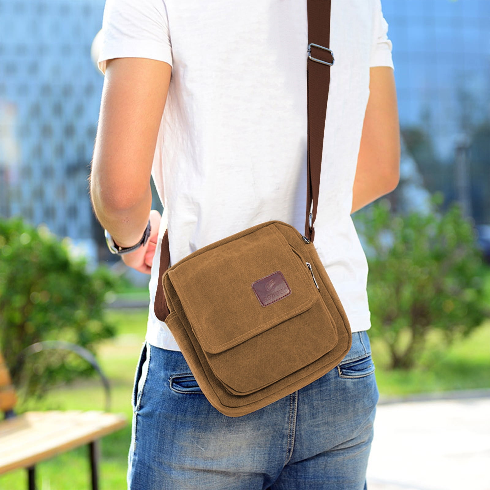 Aursykel Men's Canvas Crossbody Bag Lightweight Long Lasting Shoulder ...