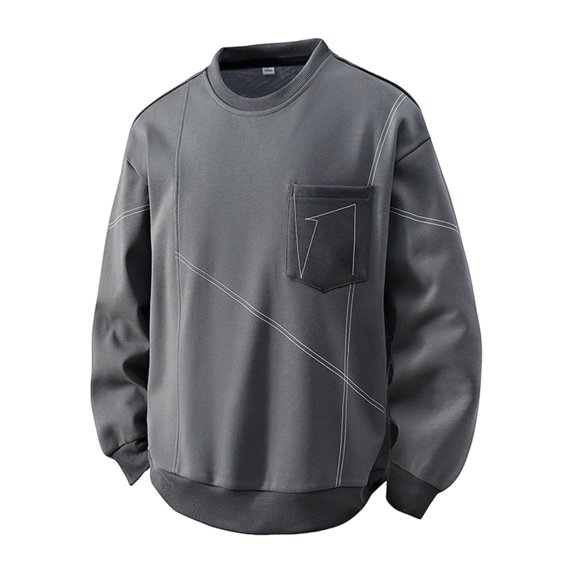 Aursykel Men's Casual Crewneck Sweatshirts Workout Sweatshirt with Pockets Loose Fashion Long Sleeve Pullover Top