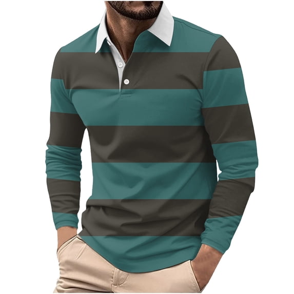Klisyaur Men's Casual Shirts Lightweight Long Sleeve Shirt Top for Men Fashion Color Block Collared Tops with Button