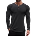 thumbnail image 1 of Klisyaur Men's Crewneck Shirt Crewneck Solid Color Shirts Big and Tall Top Casual Comfortable Tops Fall Winter Clothes, 1 of 4
