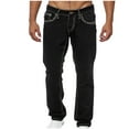 thumbnail image 1 of Aursykel Men's Fashion Jeans Stretch Straight Leg Button Waist Slim Fitting with Pocket Denim Pants for Men, 1 of 5