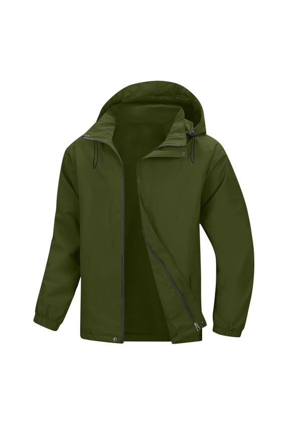 Men's Hoodies Coats Waterproof Hooded Jackets with Pocket Long Sleeve Top for Men Outdoor Hiking Coat