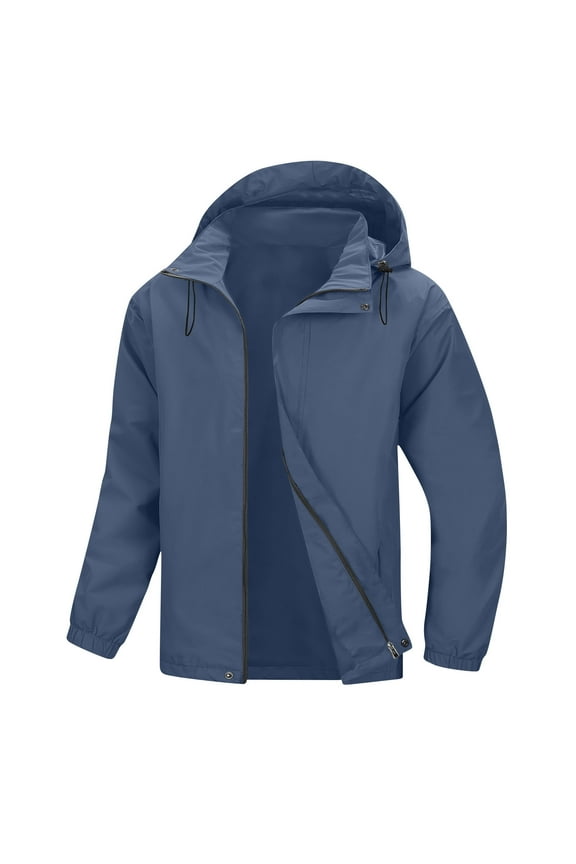 Men's Hoodies Coats Waterproof Hooded Jackets with Pocket Long Sleeve Top for Men Outdoor Hiking Coat