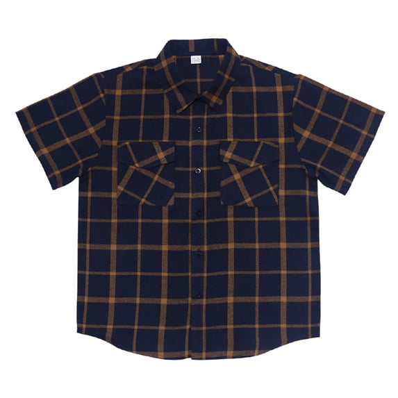 Aursykel Men's Plaid Shirts Short Sleeve Tees Shirt for Men Button down Top with Pockets Comfort Loose Clothes