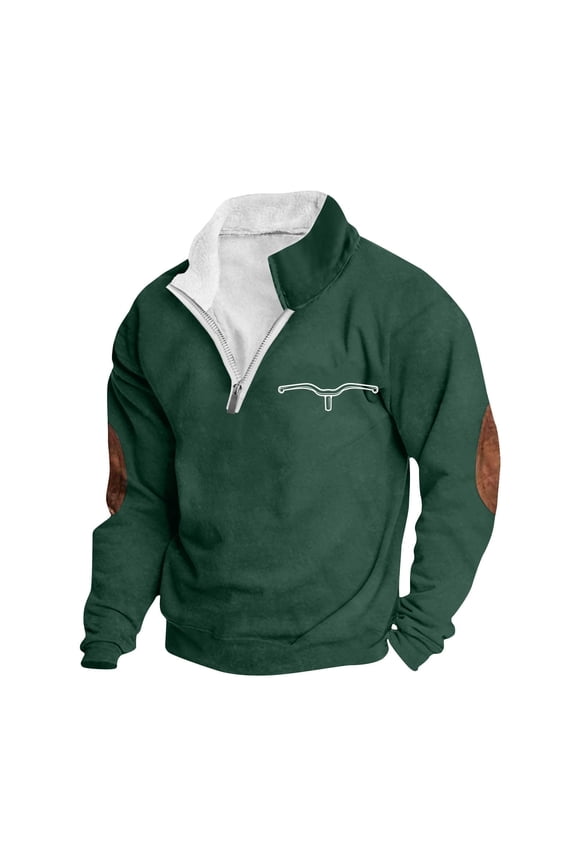 Men's Warm Fleece Sweatshirts Long Sleeve Quarter Zip up Mock Neck Pullover Sweatshirt Casual Fashion Tops