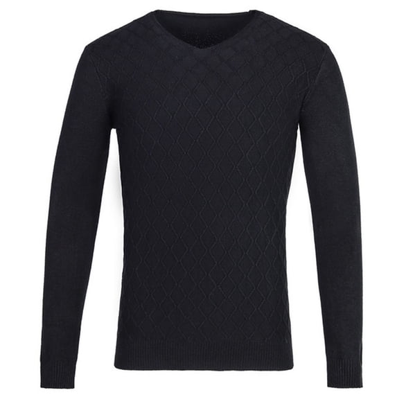 Klisyaur Men's Warm Pullover Sweater V Neck Sweaters Long Sleeve Basic Tops Soft Casual Clothing for Fall Winter