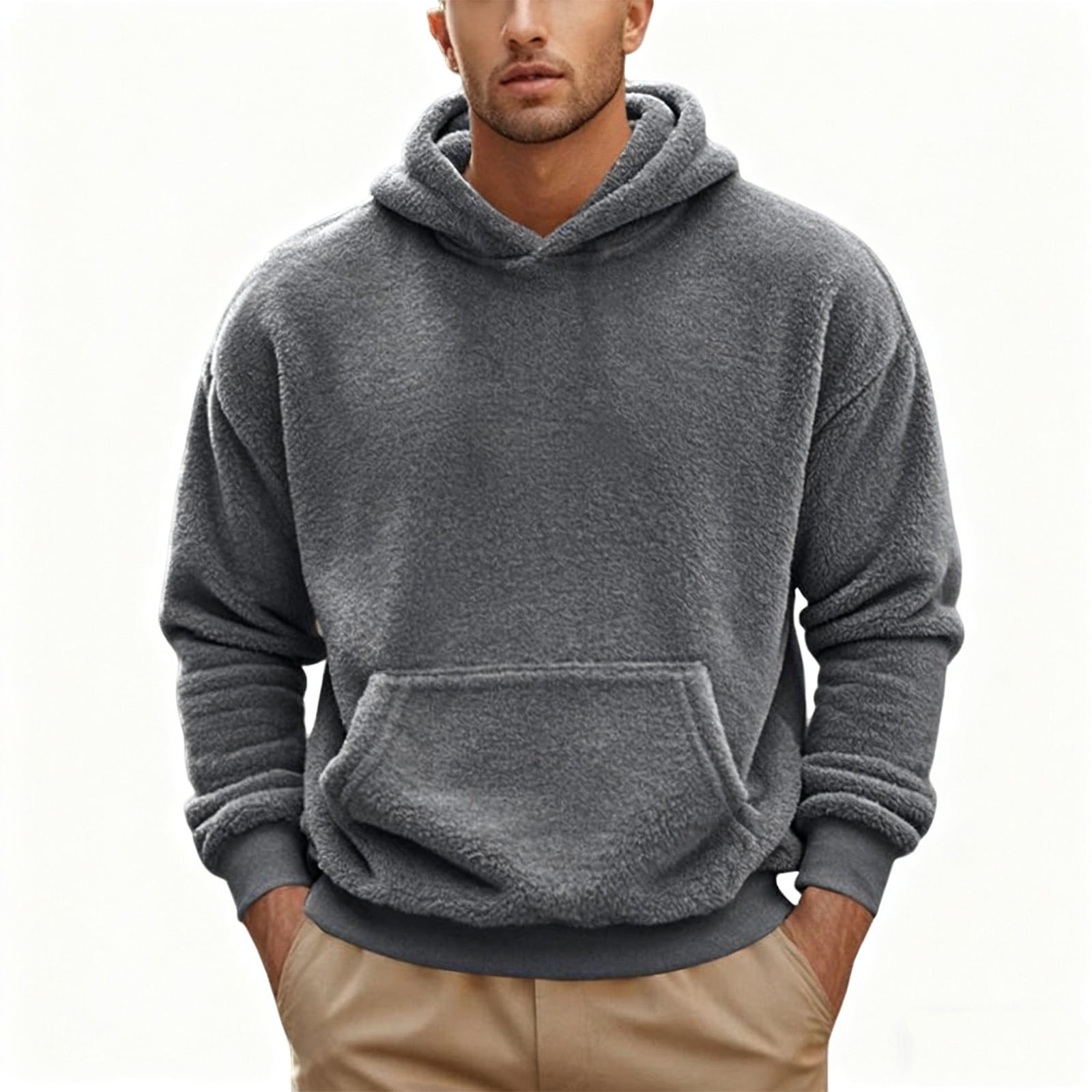 Aursykel Men's Warm Sweatshirts with Pockets Hooded Pullover Sweatshirt ...