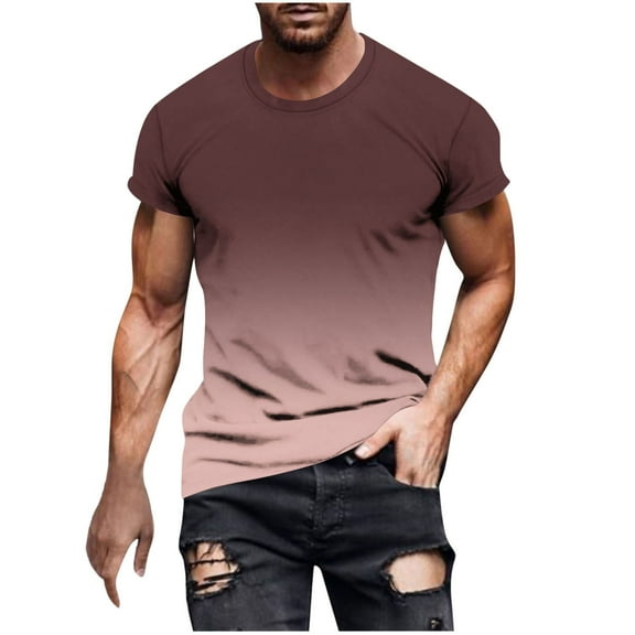Aursykel Mens Big and Tall Tee Shirts Comfort Breathable Tees Tops Crew Neck Color Block Short Sleeve Clothes