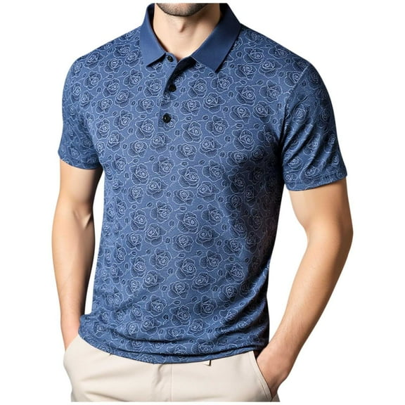 Aursykel Mens Big and Tall Tees Casual Business Tee for Men Comfort Collared Short Sleeve T Shirt with Printed