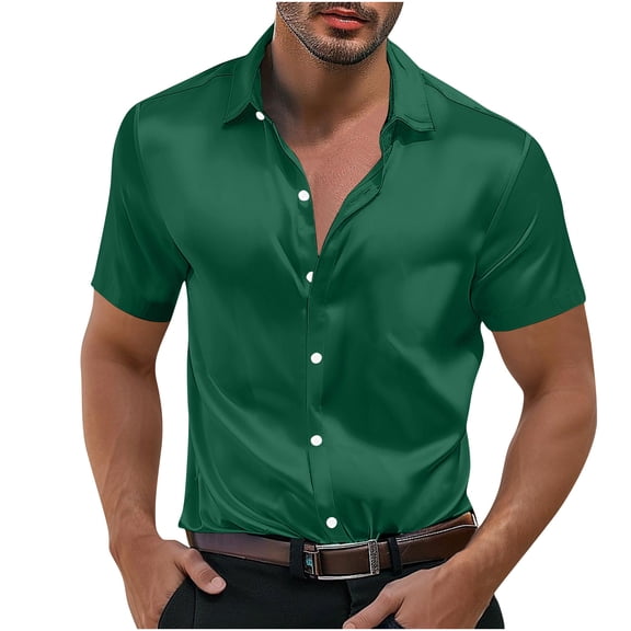 Aursykel Mens Big and Tall Tees Casual Collared Button Shirts for Summer Short Sleeve Tee Lightweight Comfort Shirt Top