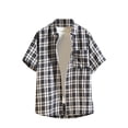 thumbnail image 1 of Klisyaur Mens Button down Tops Plaid Short Sleeve Shirts Lightweight Casual Summer Beach Vacation Tshirts, 1 of 8