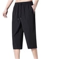 thumbnail image 1 of Klisyaur Mens Capri Pants Comfy Casual Stylish Drawstring Elastic Waist Pant Summer Beach Shorts with Pockets, 1 of 5