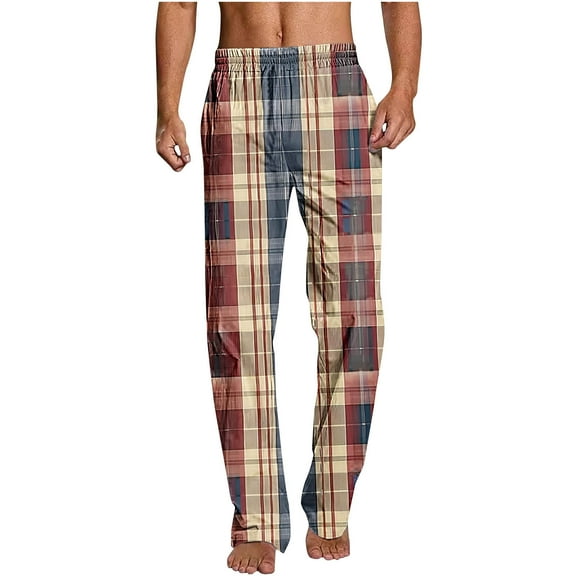 Aursykel Mens Plaid Pajama Pants for Sleepwear Loose Casual Lounge Pant Comfy Soft Long Bottoms with Pockets