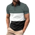 thumbnail image 1 of Aursykel Mens Short Sleeve Shirts with Quarter Zip Casual Stylish Block Color Tee Top for Men Work Collared Tshirt, 1 of 6