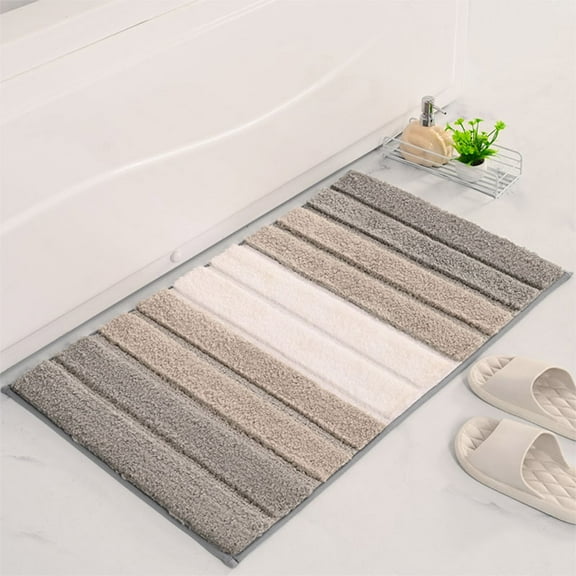 Aursykel Non-Slip Bathroom Entrance Mat Absorbent Machine Washable Microfiber 22.6 oz Plush Rug Long Lasting Soft Velvet Feel Slip Resistant Backing Quick Dry Keeps Floors Clean