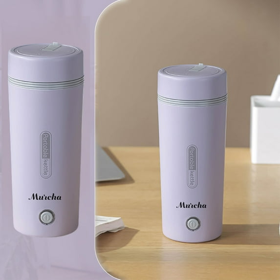 Aursykel Portable Travel Car Kettle 3 in 1 Mini Electric Tea Pot Quick Boil 12.34oz Capacity Stainless Steel Water Heater with Auto Shut Off for Tea Coffee Milk 110V 300W