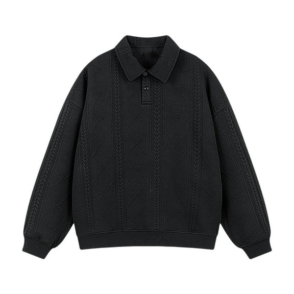 Aursykel Pullover Collar Shirts for Mens Soft Button Pullovers Shirt Loose Casual Long Sleeve Shirts for Fall Winter