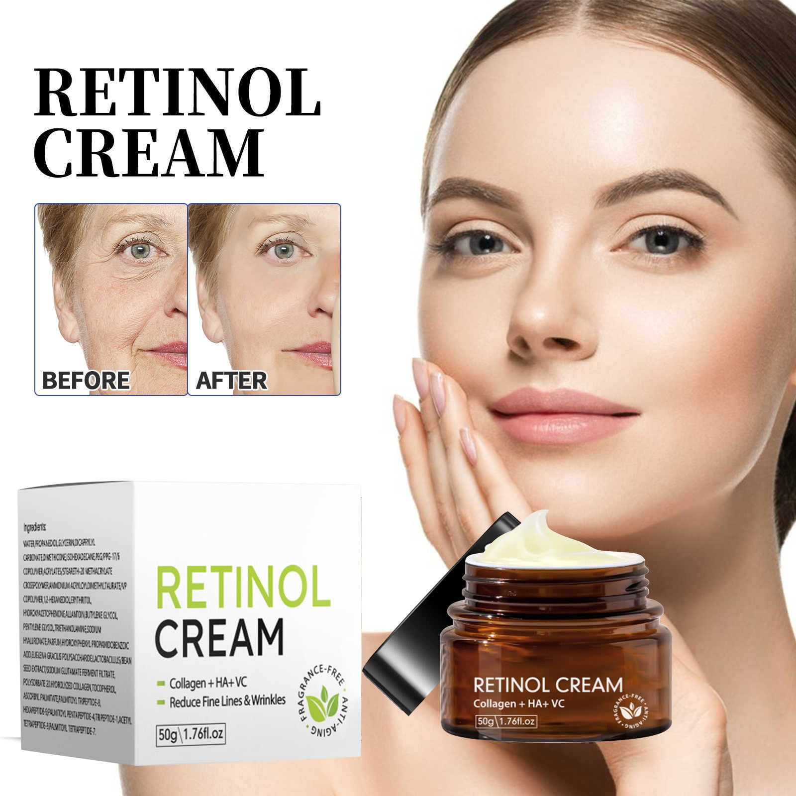 Retinol Gesichtscreme 2,5% – Anti-Falten-Pflege Mit Hyaluron, Vitaminen & Sheabutter