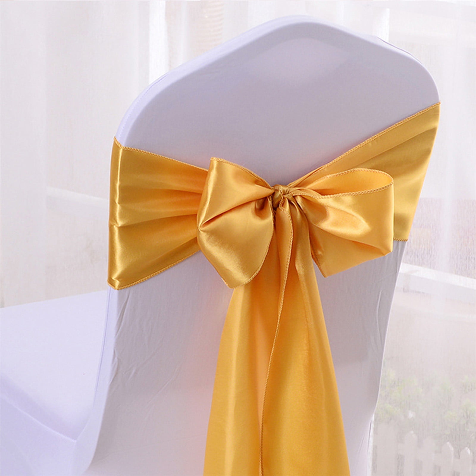 Aursykel Satin Chair Bow Tie Ribbon for Wedding Banquet Party Hotel