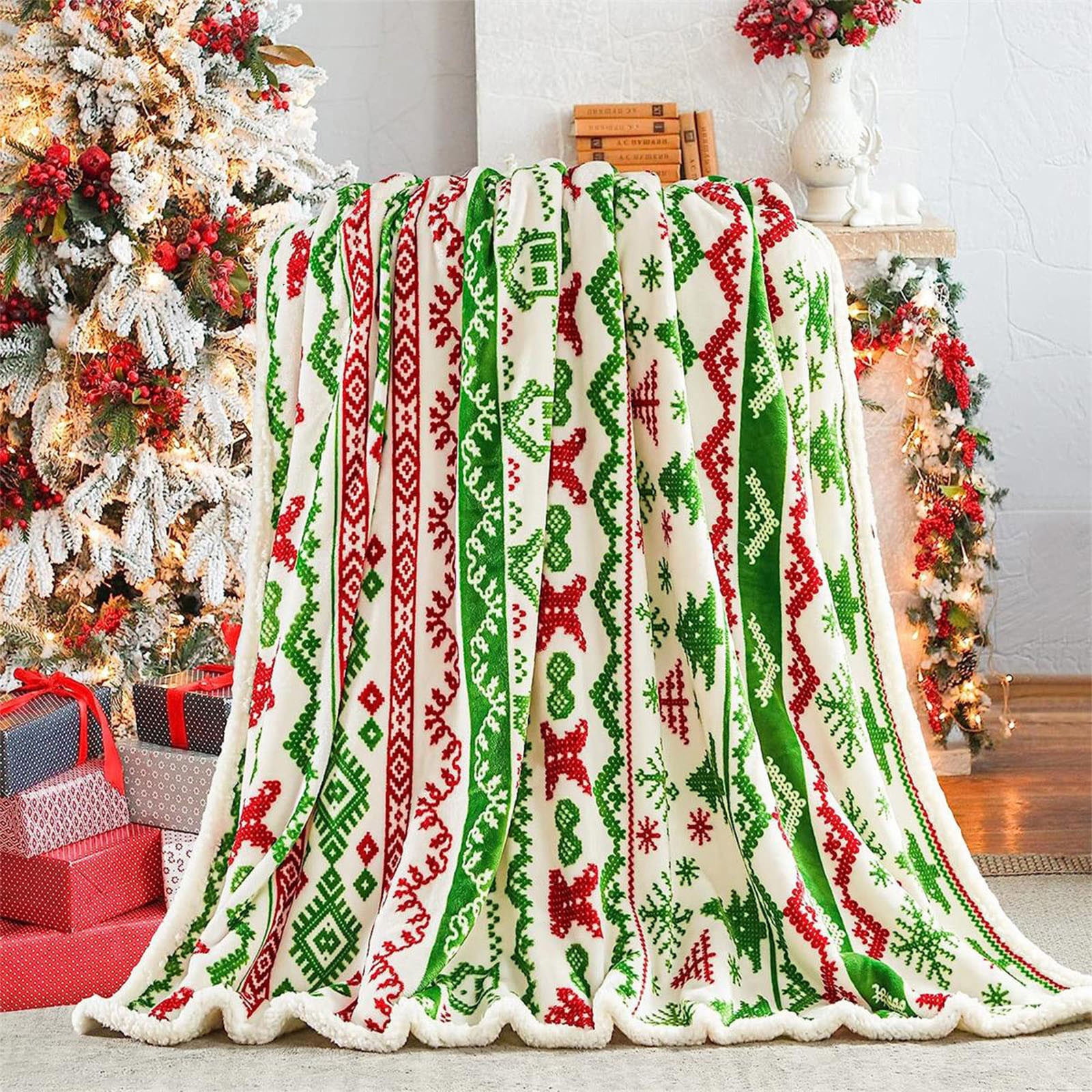 Aursykel Soft Fuzzy Christmas Sofa Blanket with Flannel Fleece Cozy ...