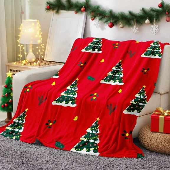 Aursykel Soft Throw Blanket Cozy Warm Fleece for Sofa Bed Camping Holiday Gift Suit for Women 51.2x39.4in Red