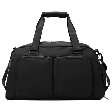 OLLUJHA Gym Bag For Men Women, Duffle Bag With Shoe & Laptop Compartment, Waterproof Fitness Workout Sports Bag For Travel Overnight Weekend Swimming Yoga (Black, 42x25x20cm)
