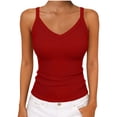 thumbnail image 1 of Aursykel Women Slim Ribbed Tank Top Summer Soft V Neck Spaghetti Strap Camisole Trendy Sleeveless Basic Shirt, 1 of 6
