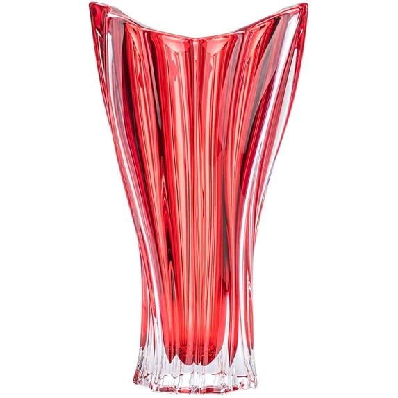 Aurum Crystal AU52051, 12-1/2" Crystal Bud Vase, Plantica Red Sprayed Flower Jar