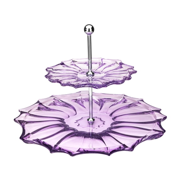 Aurum Crystal AU52508 8.5-inch Height PLANTICA Amethyst Sprayed 2-Tier Cake Stand