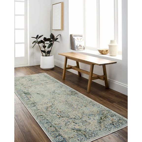Aurum Traditional Area Rug - Beige, Blue, Green - 6'7" Round
