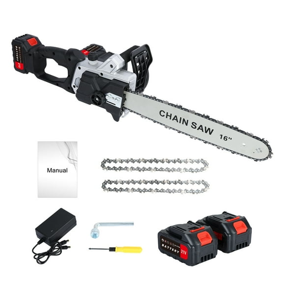 AurumEdge 16 Inch Cordless Chainsaw, Battery Capacity 4000mAh x 2, Electric Handheld Chainsaw for Tree Trimming, Wood Cutting, Outdoor Yard Work