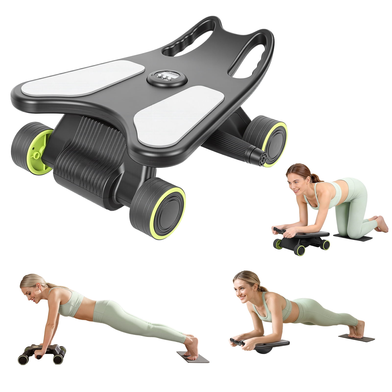 AurumEdge 4-Wheel Abdominal Roller with Elbow Support, Abdominal Roller Board Core Workout Machine, Knee Pad Core Workout Machine Mini Pilates Reformer Equipment Clearance Wheel